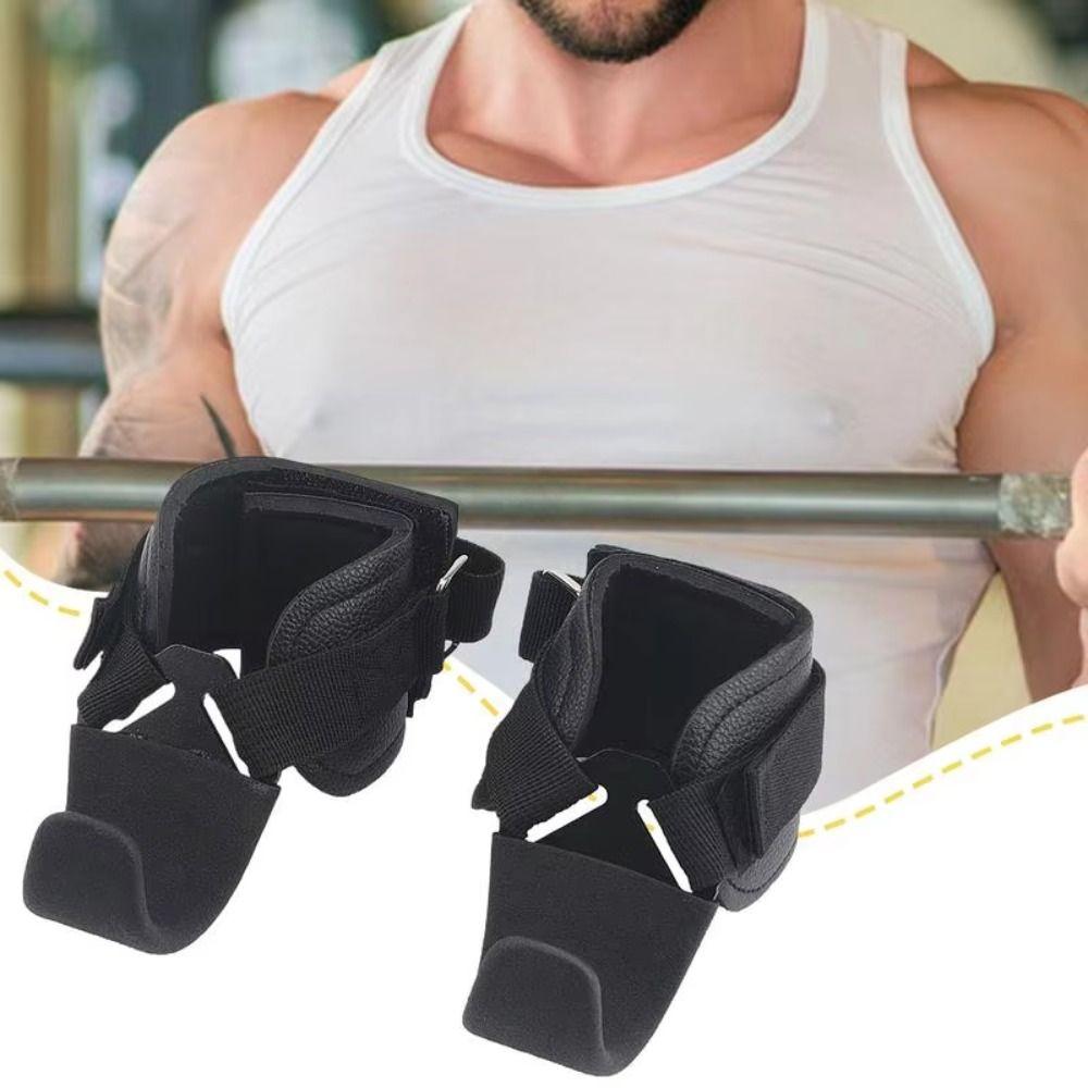1 Pair Pull-up Weight Lifting Grip Hook Non-Slip Auxiliary Power Wrist Guard  Fitness