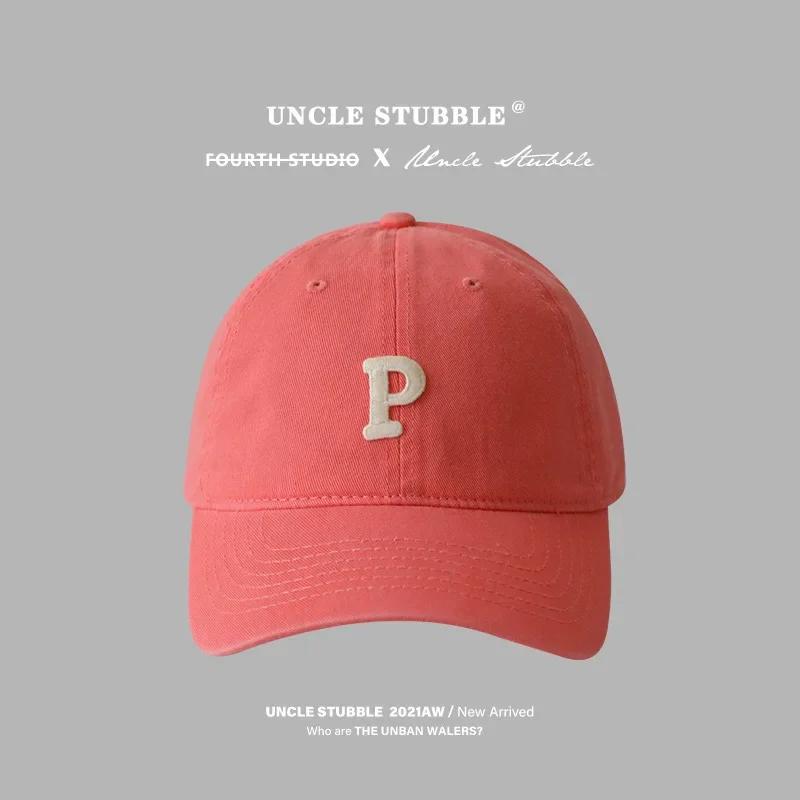 Letter P Embroidered hats Baseball Caps for Men and Woman's Adjustable Casual Cotton Sun Hats  Solid Color Visor Hats