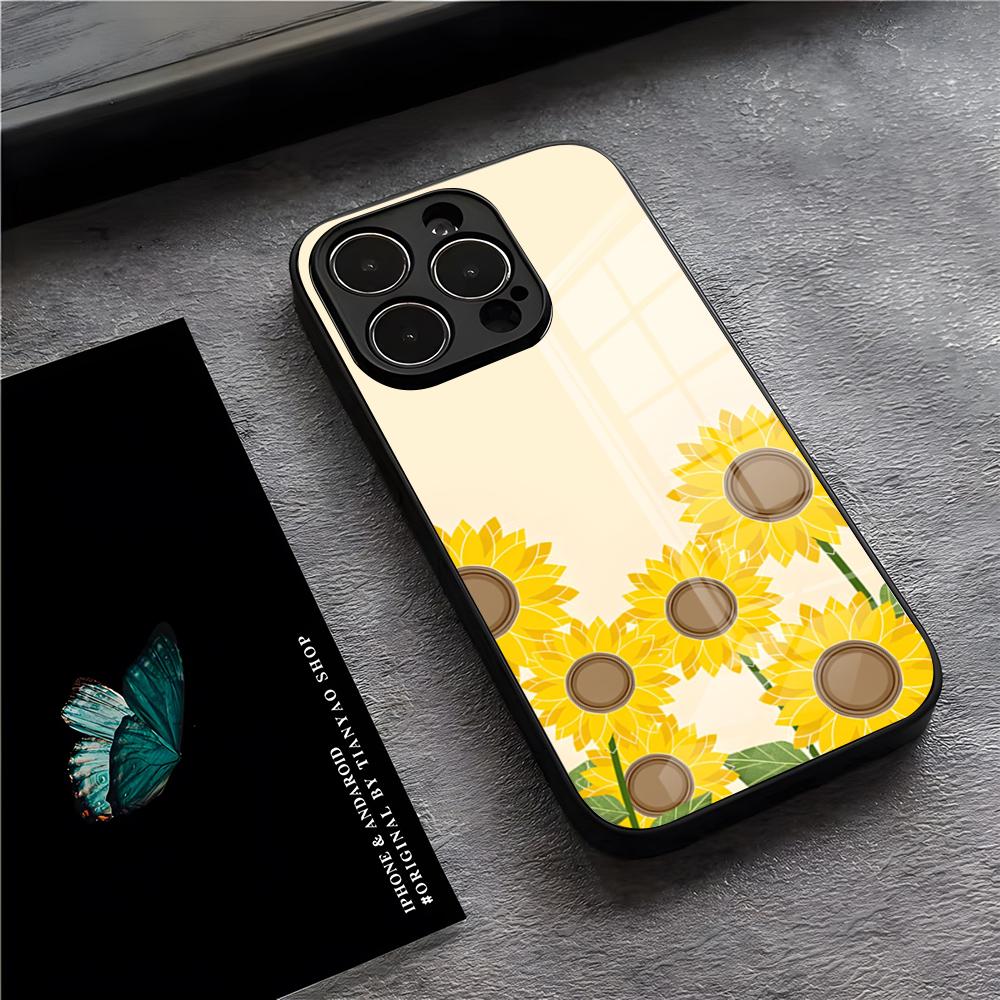 Sunflower Starry Phone Case For IPhone 17 Pro Max 15 Pro 16 14 Plus 12 13 Mini 11 Pro Shockproof Glass Cover