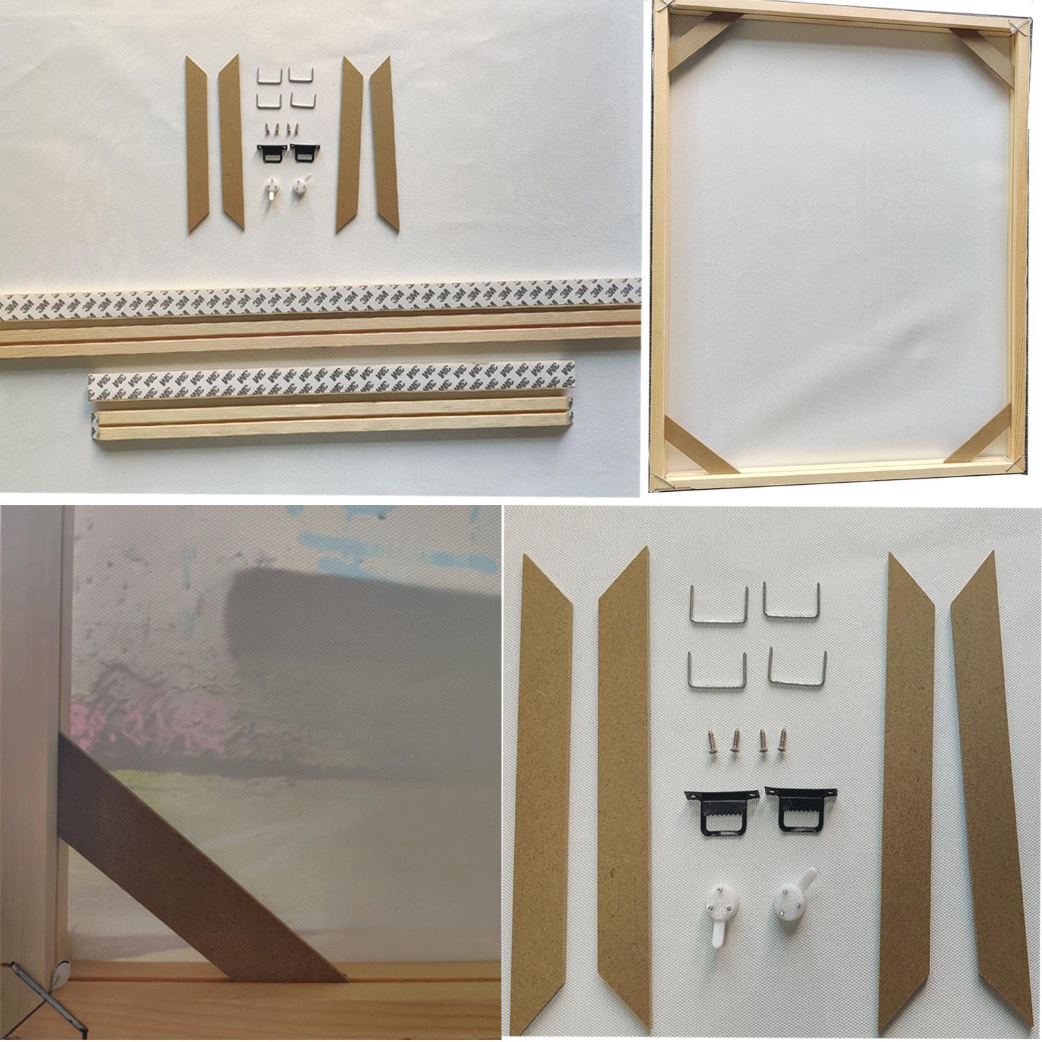DIY Assembly Wooden Frame for Digital Oil Painting with Inner Decorative Frame 20x20 cm