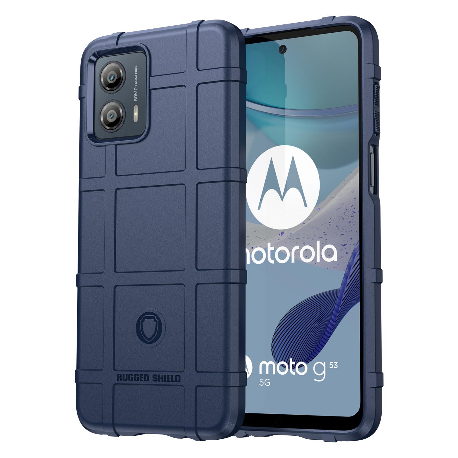

ТПУ чехол для телефона Motorola Moto G53 5G, прочный, с текстурой квадратной сетки, противоударный чехол для мобильного телефона Blue