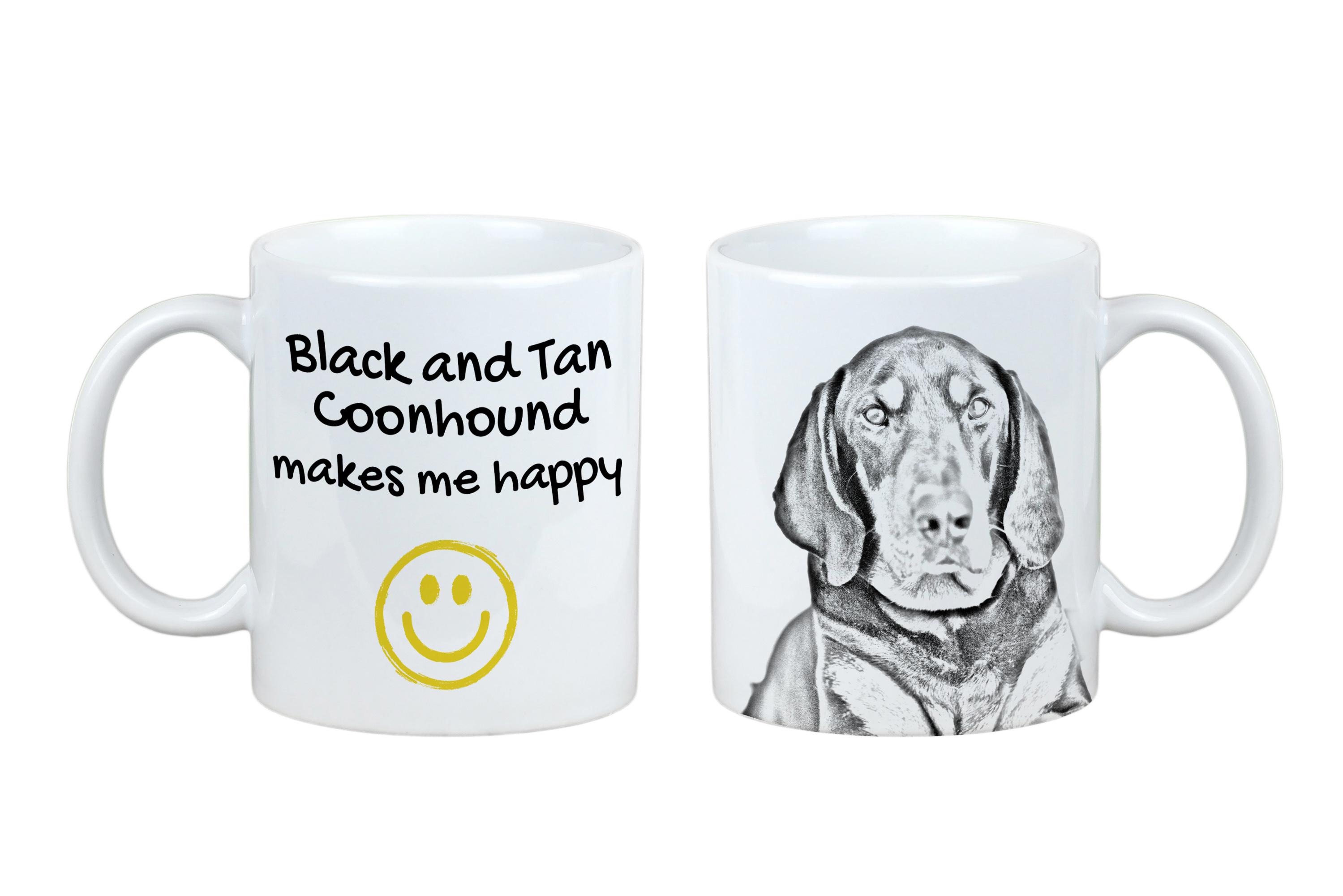 

Black and Tan Coonhound I - cup with a dog, cheerful cup for a dog lover, personalized gift from the Art-Dog brand білий