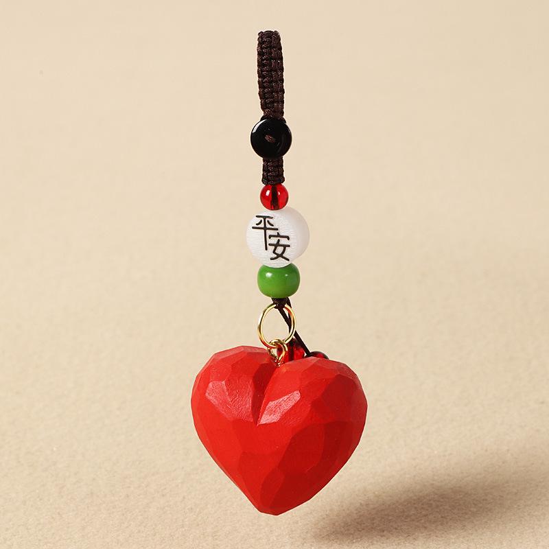 Handmade Heart Wood Carving Keyring & Backpack Charm – Perfect Gift for Couples or Girlfriend