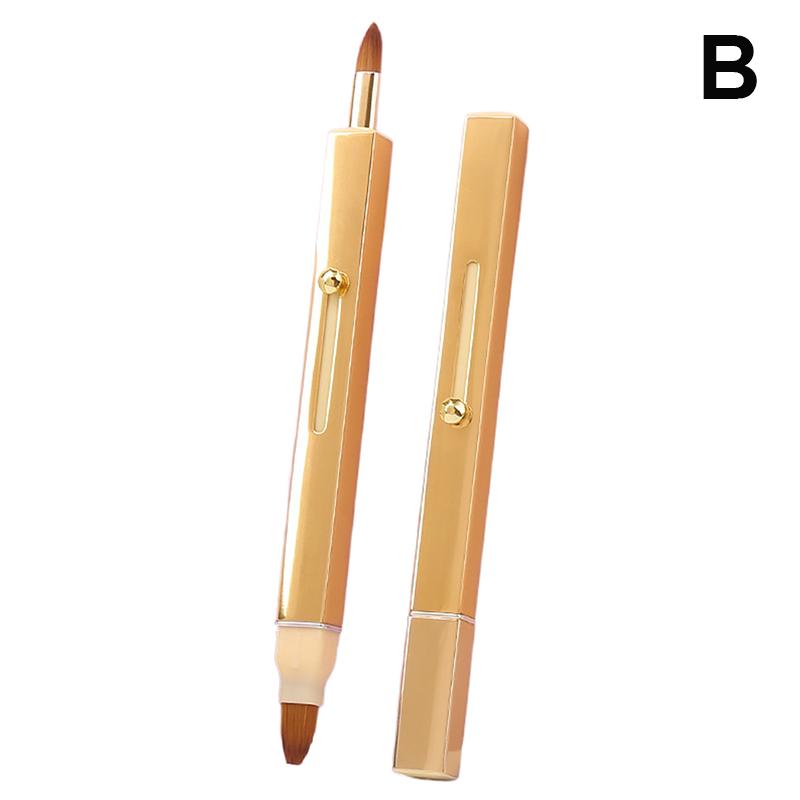 Portable Soft Retractable Lip Brush Double Head Makeup Brush With Cover Lipstick Brush Concealer Brushes Beauty Tool