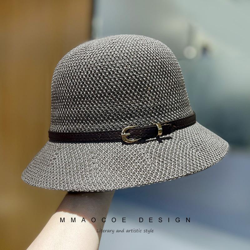 Sunscreen hat women's new spring and summer bucket hat foldable fashion show young sun hat woven straw hat