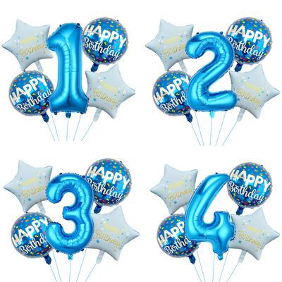 32-calowy zestaw cyfrowych niebieskich balonów aluminiowych, dekoracja na przyjęcie urodzinowe, atmosfera, scena z balonów