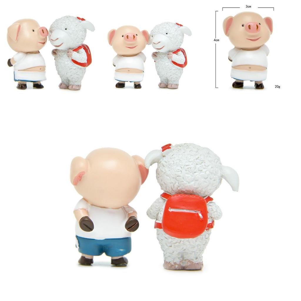 Cute Resin Pig And Lamb Statue With Resin Craft For Collectors And Giftgiving