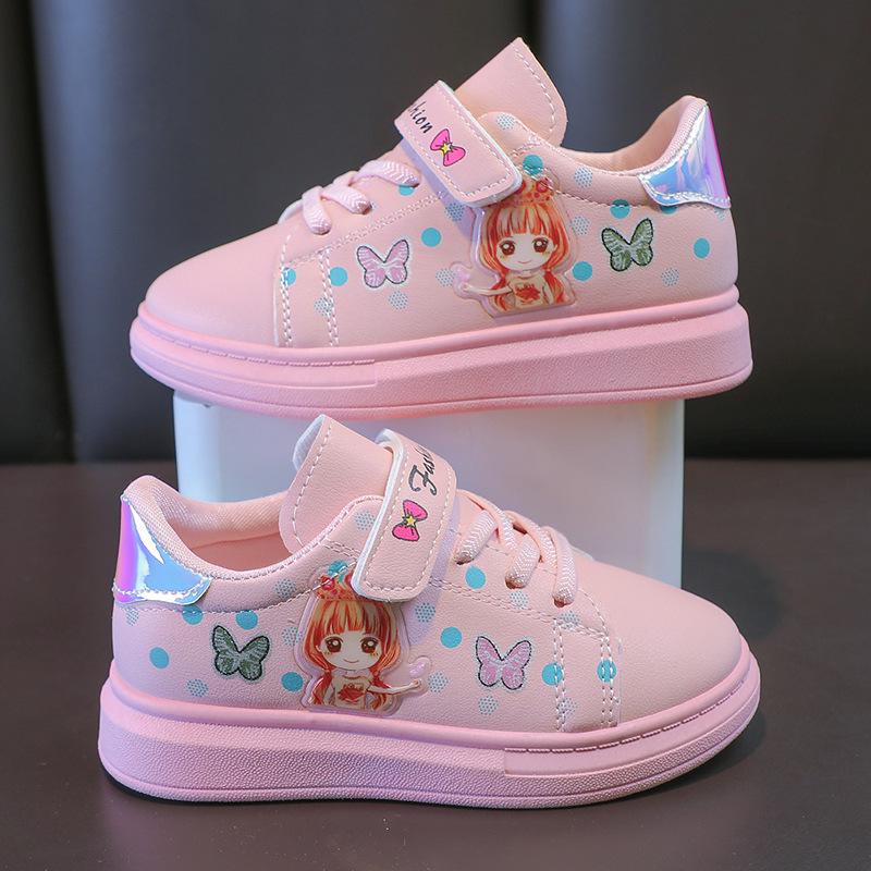 

Белые кожаные низкие кеды для девочек, возраст 3-12 лет, весенний корейский стиль 28 розовый