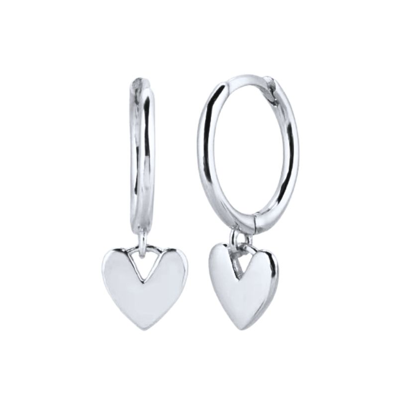925 Silver Ear Needle Exquisite Heart Pendant Hoop Earrings Fashion Geometric Zircon Stud Earrings Women's Fine Jewelry