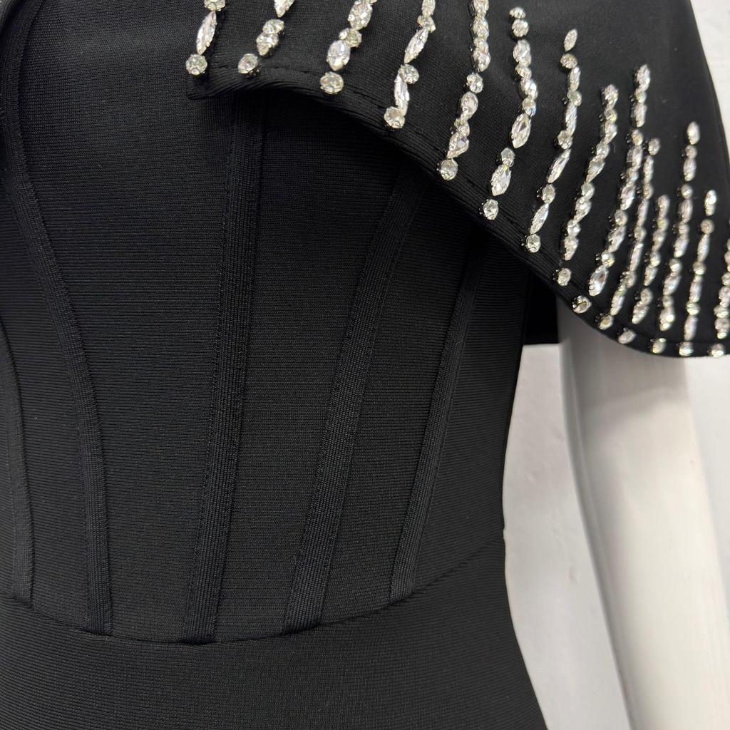 Europäisches & Amerikanisches Elegantes Damen-Strassschal-Schmal geschnittenes Bandage-Abendkleid