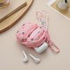 Strawberry Printed Backpack Coin Bag Cute Sweet Money Change Purse With Keychain Portable Earphone Storage Bag Wallet