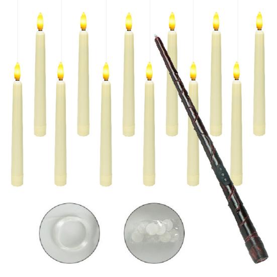 12Pcs Floating LED Candles with Wand Remote Control Flameless Flickering Lights Fairy Tale Candle Lights for Halloween Christmas Wedding Decor