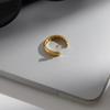 Youthway Trendy 18K Gold PVD Plated Zircon Open Rings For Women New Chunky Stainless Steel Waterproof Ring Jewelry Gifts