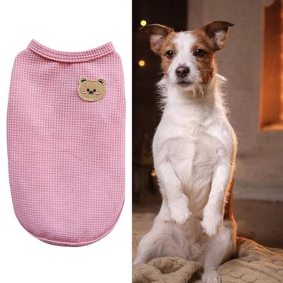 Lovely No Pilling Polyester Dog Vest Bear Waffle Texture Pet Shirt for Outdoor