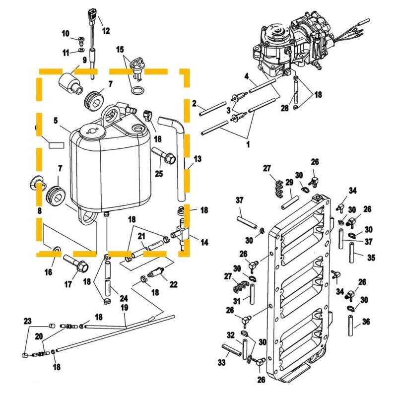 Zespół zbiornika oleju zaburtowego dla DFI Sport XS 3.0L 200HP 225HP 250HP 8M0064075 1200-8M0064075 12008M006407
