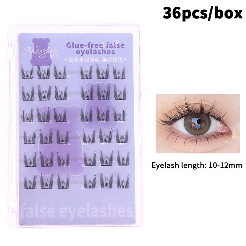 36Pcs/Box Glue-Free False Eyelashes Easy-To-Apply Segmented Clusters For Beginners, Fairy-Like Lashes For Woman