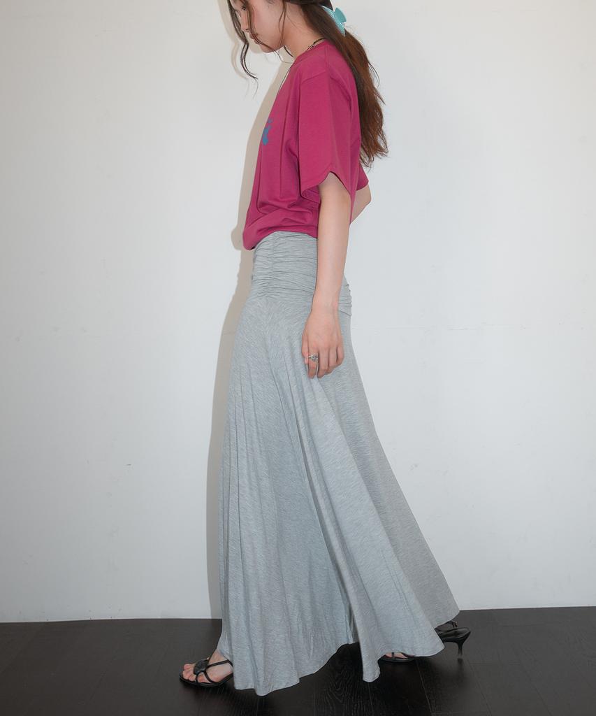 Hombadittingjeu Cotton Shirring Long Skirt (Gray)
