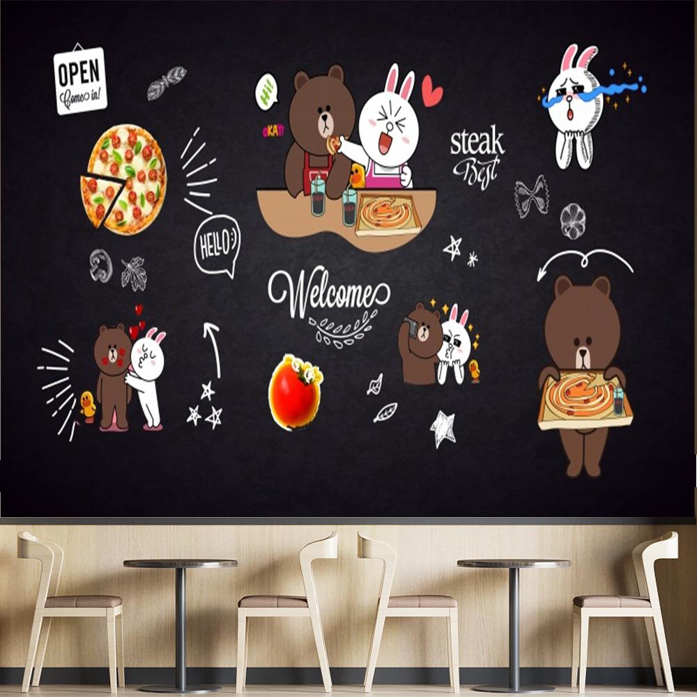 Pizza Wallpaper European And Brick Wall Hand-Painted Pizza Wall Paper Home Decor