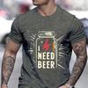 Battery I Need Beer Print Fashion Men T-shirts Celebration Graphic Design Funny Beer Shirt Men Battery Beer Lover Gifts Tshirt