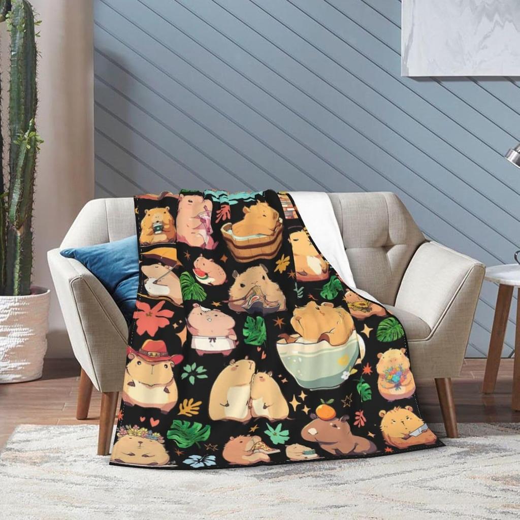 Capybara Gift Blanket Throw Blanket Lightweight Cozy Plush Blanket for Bedroom Living Rooms Sofa Couch 50"X40"