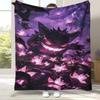 Gengar Pokemon Cartoon Ectoplasma Flannel Blanket,Ultra Soft Warm Plush Throw for Home Bedroom Bed Sofa Cover Picnic Gift