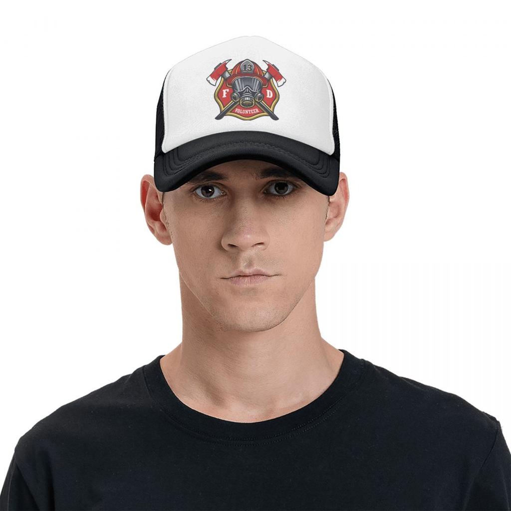Modische Baseballkappe mit Feuerwehrmann-Totenkopf, WoUnisex, Unisex, verstellbar, Feuerwehrmann, Feuerwehr-Rettungs-Trucker-Mütze, Sport-Snapback-Mützen, Sommerkappen
