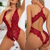 Sexy Deep V Crotchless Bodysuit Hot Erotic Lingerie Porno Underwear For Women Lace See Through Open Bra Babydoll Teddy Costumes