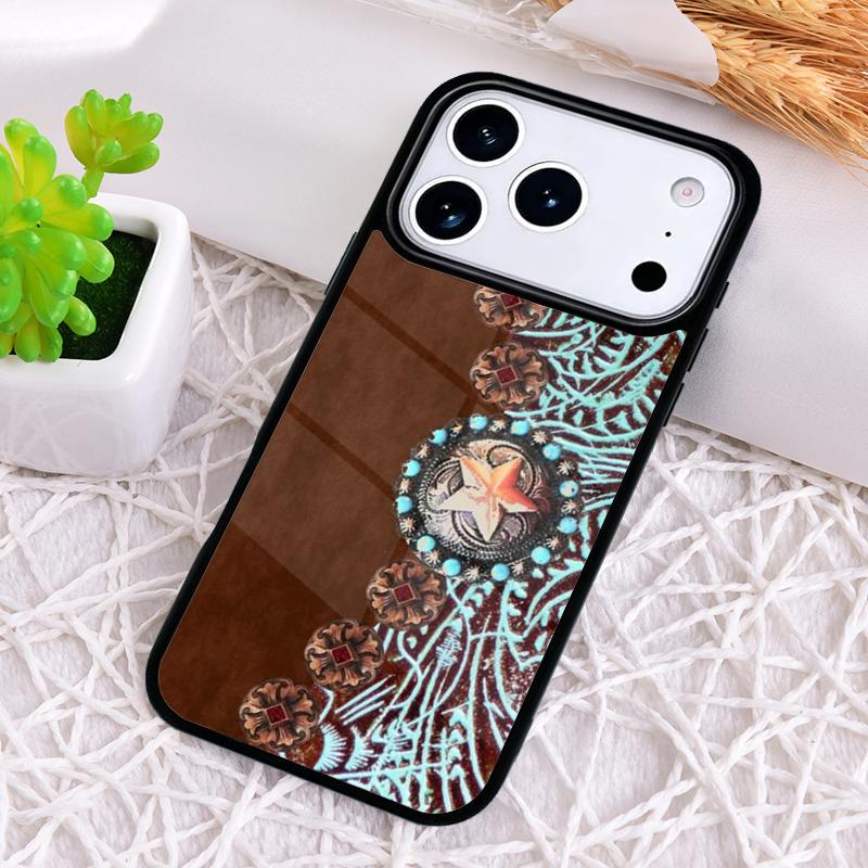 

Brown Tooled Leather Pattern Phone Case for iPhone 17 Air 16 15 11 12 14 13 Pro Max Shockproof Cover iPhone17 Pro Max