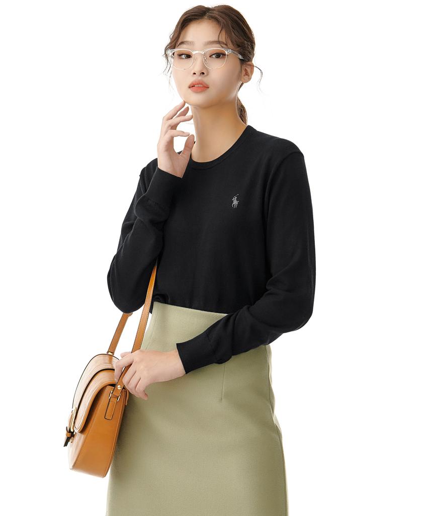 POLO RALPH LAUREN Long Sleeve Cotton Sweater - Black