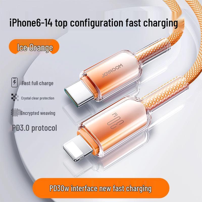 Jiletang 60W Fast Charging Crystal Clear Data Cable for iPhone 16 & Apple 15