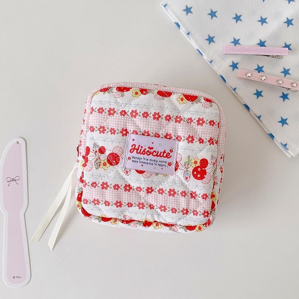 Zipper Cosmetic Storage Bag Quilted Cosmetic Pouch Portable Lipstick Organizer Pouch