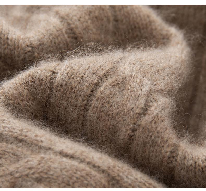 3D Cable Knit V-Neck Cashmere Sweater - Women's Elegant Autumn/Winter 2026 Collection, Loose Slimming Fit