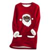 Ladies' Loose And Comfortable Round Neck Christmas Print Thick With Pockets Long Sleeved Top