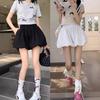 Women's High-Waist Lantern Culotte Shorts - Summer Tulip Skirt Pants, Black/White