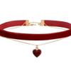 Christmas New Year Red Pendant Girl Vintage Velvet Choker Necklace Personality Sweet Love Collarbone Chain Necklace