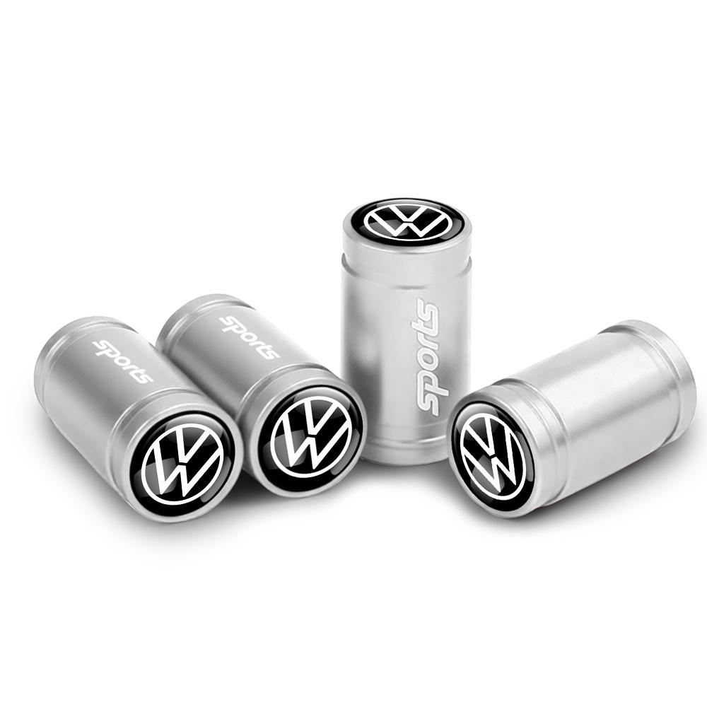 4Pcs Car Metal Wheel Tire Air Valve Dust Caps Accessories With Logo For Volkswagen Golf Rline Passat GTI Sagitar Scirocco Tiguan