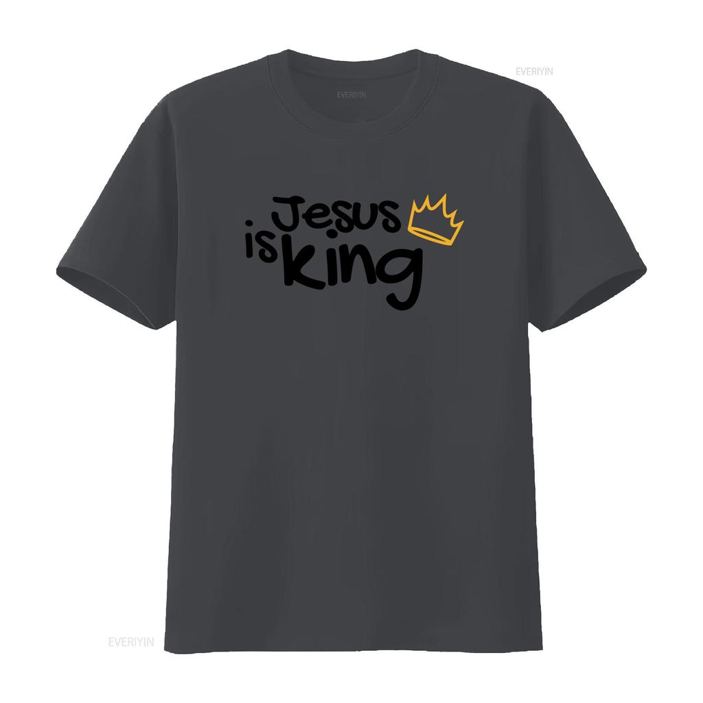 Christian T Shirt Jesus is King Faith Worship God Design vintage Washed Stretched Unisex Casual Comfortable Stylish Soft