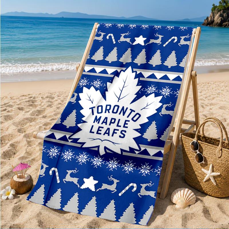 Maple Leafs Emblem Beach Towel, Super Soft Microfiber, Perfect Gift for Her/Him, Birthday, for Pool, Beach, Travel, Decor Beach Party