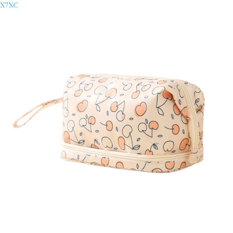 X7XC Double Layer Cosmetic Bag For Women Large Travel Makeup Toiletry Bag