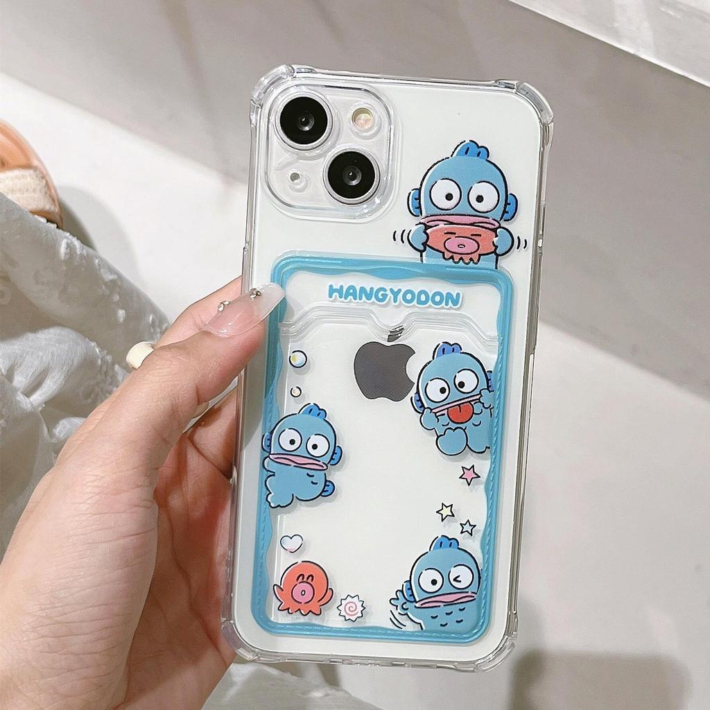 Cartoon-Handyhülle für Apple – passend für iPhone 11/12 Pro, XR, XS Max – transparent, Karteneinsteckbar – lustiges Design!