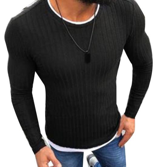 Fashion Men Color Block Patchwork O Neck Long Sleeve Pullover Knitted Sweater