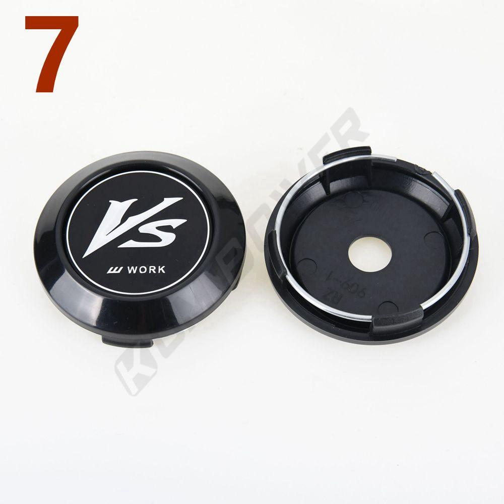 4PCS OD 64MM / ID 60MM Sport Rim Center Wheel Cap WORK EMOTION MEISTER VS Emblem Sticker Wheel Cover Hub Cap Silver & Black