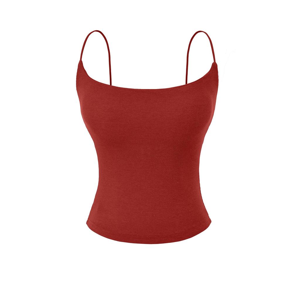 Seamless Padded Camisole with Elastic Straps, Sweat-Absorbent Cotton-Feel Lingerie Top, Versatile Multi-color Options