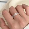 Elegant Adjustable Pearl Ring - Light Luxury Style for Women