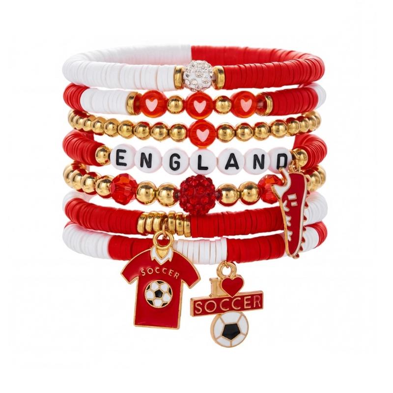 Soccer Themed Bracelets With Football Charm For Women And Men Elastic Adjustable Wristbands For Fan