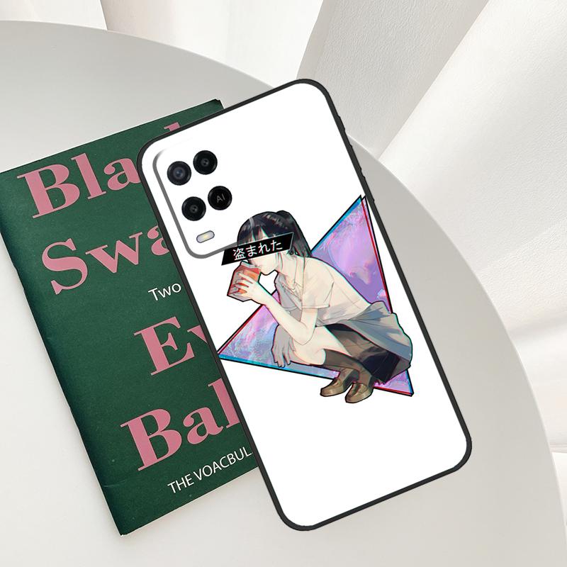 Sad Japanese Anime Case For Oppo A58 A78 A98 A15 A16 A17 A52 A72 A76 A96 A54 A74 A94 A57 A77 A54S A57S Cover