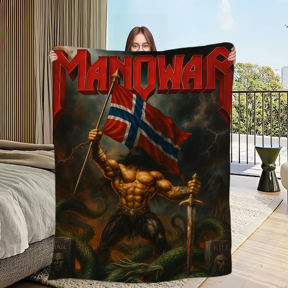 

Плед M-Manowar для фанатов рок-группы Фланелевый теплый уютный мягкий плюшевый плед Для пикника кроватей диванов домов и спален 30x40in