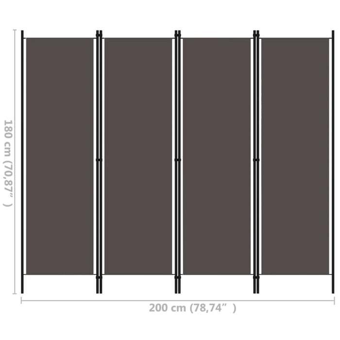 VidaXL Cloison de séparation 4 panneaux Anthracite 200x180 cm