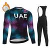 Winter Thermal Fleece Black Gradient Long-Sleeve Road Pants Bib Bike Suit MTB Maillot Ropa 2026 Winter Fleece Warm Cycling Suit Set