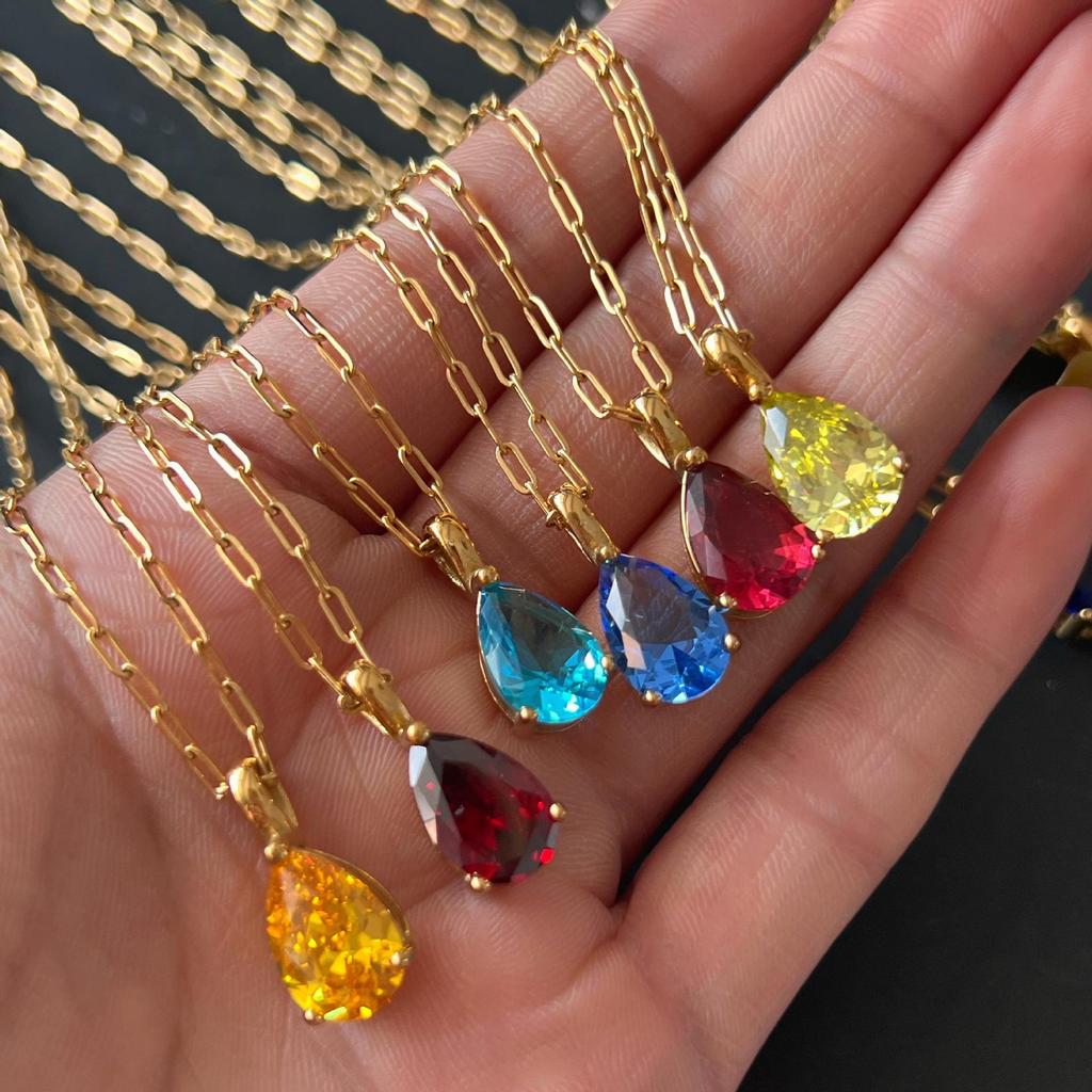 18k Gold-Plated Retro Zircon Birthstone Necklace